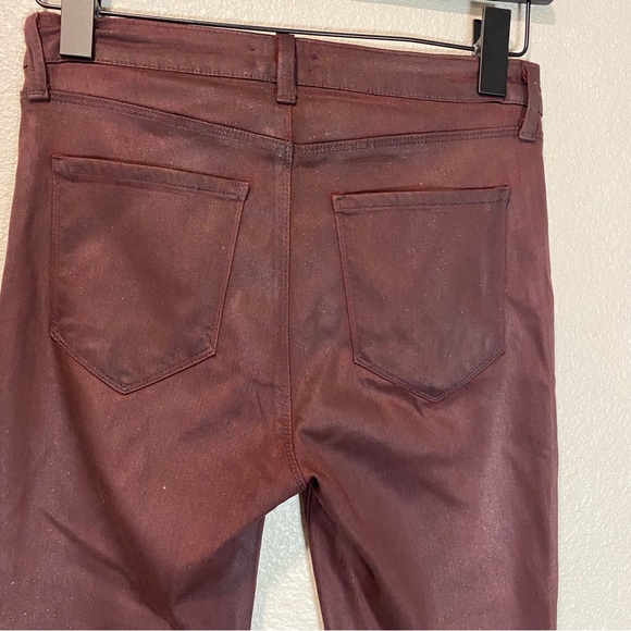 L'Agence Jeans Womens Size‎ 28 Margot High Waist Bordeaux Glitter Coated Skinny - Picture 6 of 12